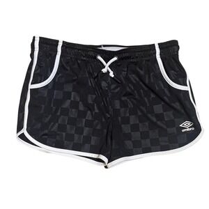 Umbro Athletic Shorts XL Black White Checkerboard Dolphin Soccer Sporty